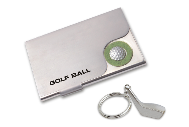 Designer Visiting Card Holder and Key Chain - Golf Theme
